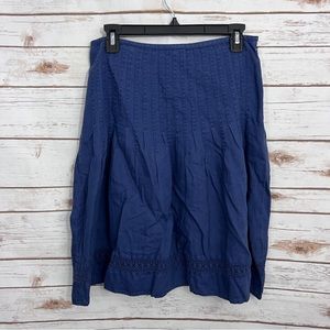 Boden 100% Linen Blue Pleated Eyelet A-line Skirt